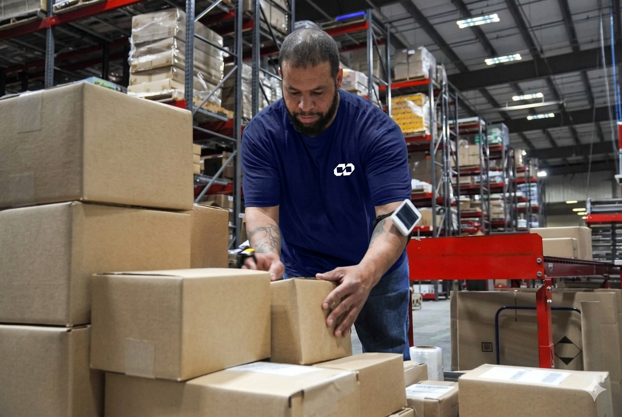 Catalist warehouse team member processing shipments